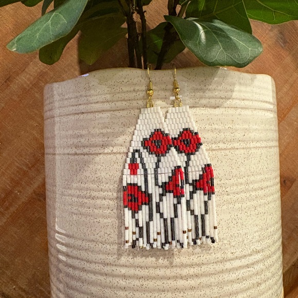 Beaded Poppy Earrings - Picture 2 of 2